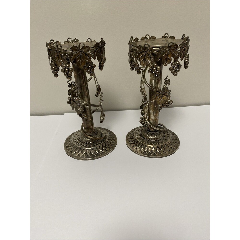 Vintage Ornate Candle Stick Holders Set Of 2 Grapevine Gorgeous Grapevine Detail